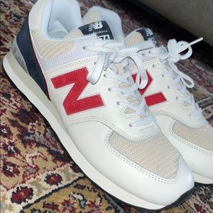 New Balance 574 White/Blue/Red size 11.5